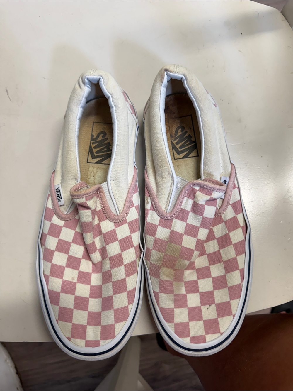 Vans Slip-On Checkerboard Sneakers - Pink & White